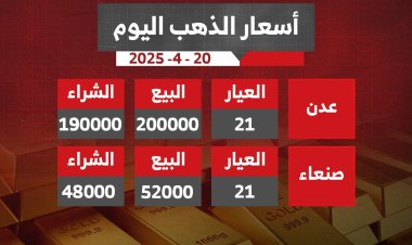 أسعار الذهب في الأسواق اليمنية اليوم الأحد 20 أبريل 2025