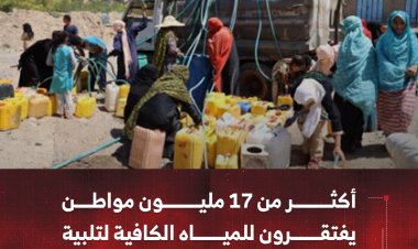 أكثر من 17 مليون مواطن يمني يفتقرون للمياه الكافية لتلبية احتياجاتهم الأساسية