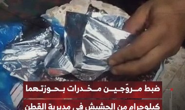 ضبط مروّجين مخدرات بحوزتهما كيلوجرام من الحشيش في مديرية القطن