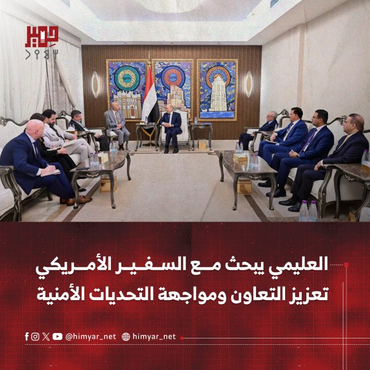 العليمي يبحث مع السفير الأمريكي تعزيز التعاون ومواجهة التحديات الأمنية