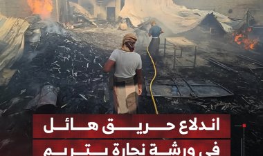 اندلاع حريق هائل في ورشة نجارة بتريم