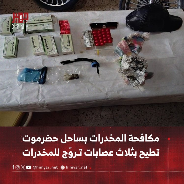 مكافحة المخدرات بساحل حضرموت تطيح بثلاث عصابات تروّج للمخدرات