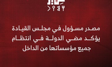 مصدر مسؤول في مجلس القيادة يؤكد مضي الدولة في انتظام جميع مؤسساتها من الداخل