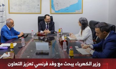 وزير الكهرباء يبحث مع وفد فرنسي تعزيز التعاون ودعم إصلاحات قطاع الطاقة في اليمن