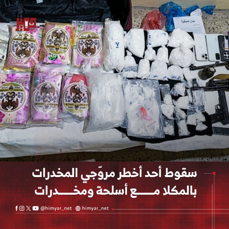 سقوط أحد أخطر مروّجي المخدرات   بالمكلا مع أسلحة ومخدرات